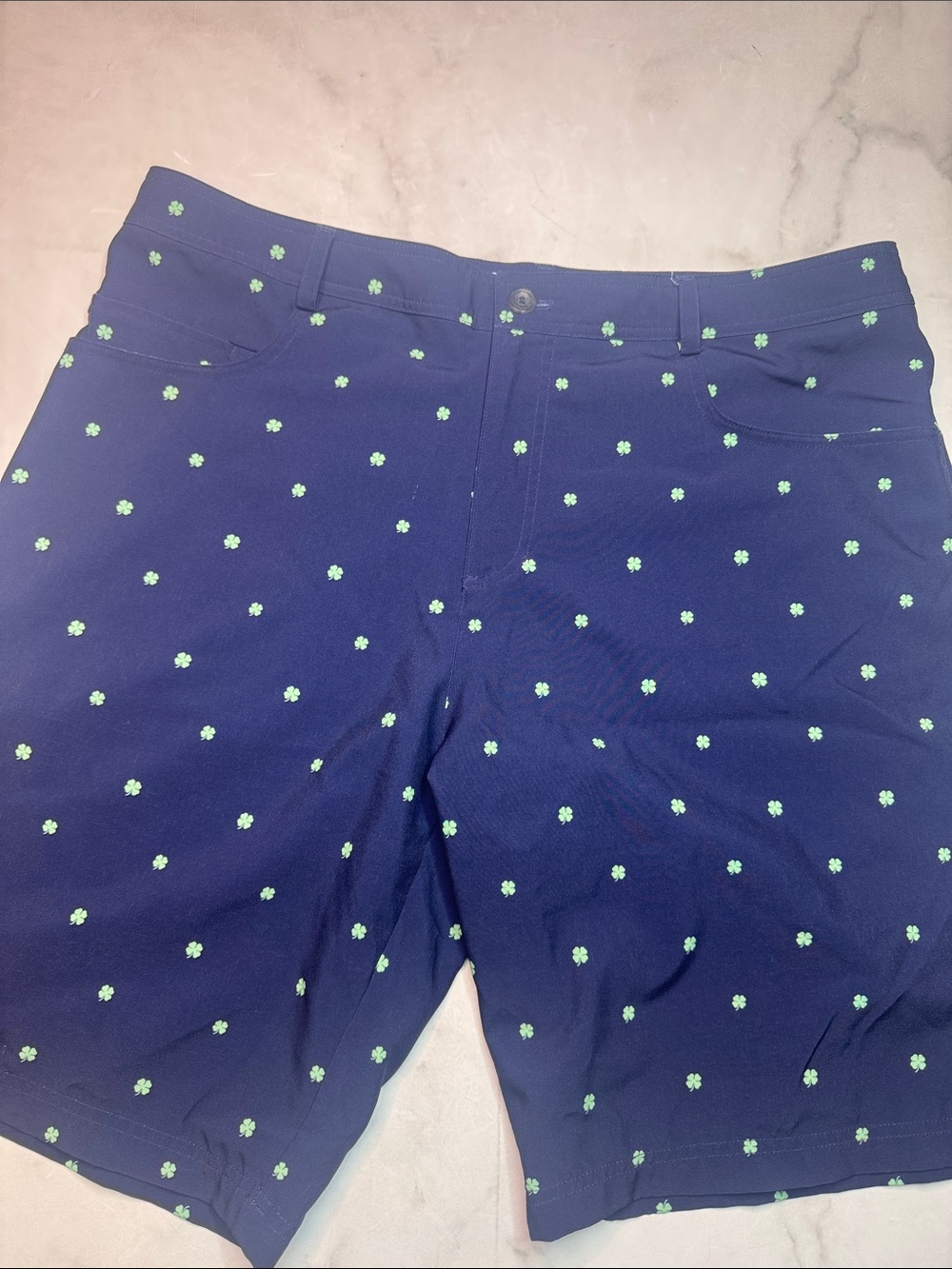 Straight Down Shamrock Print Golf Shorts